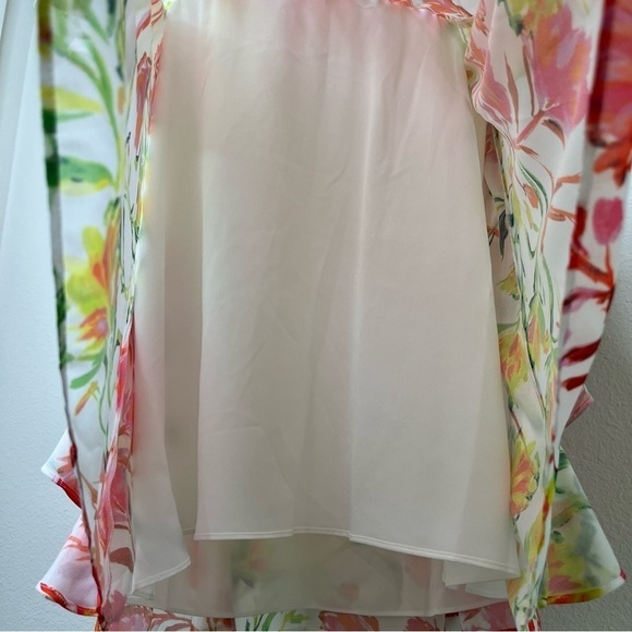 NWT Mini Dress Milly Nora Neon Botanical Ruffle Multi Color White Size 8 - Picture 14 of 16